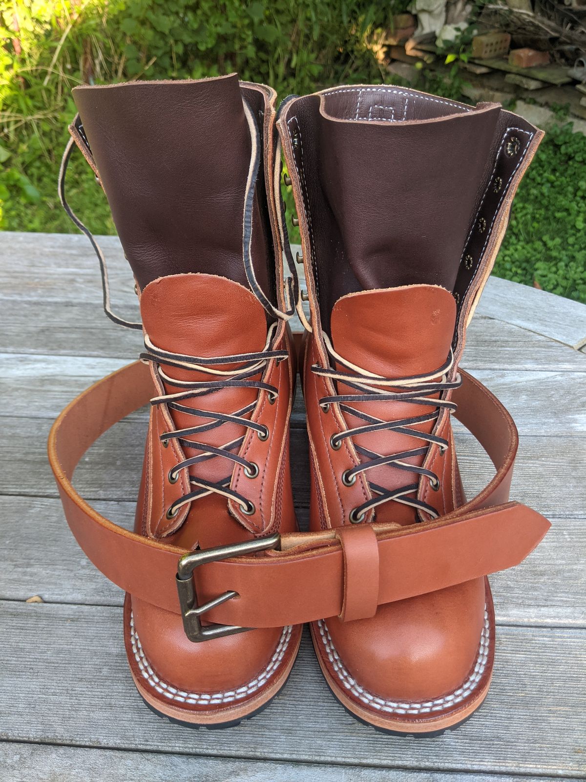 Photo by evsnova74 on July 19, 2024 of the Frank's Boots Front Range in Wickett & Craig Chestnut English Bridle.