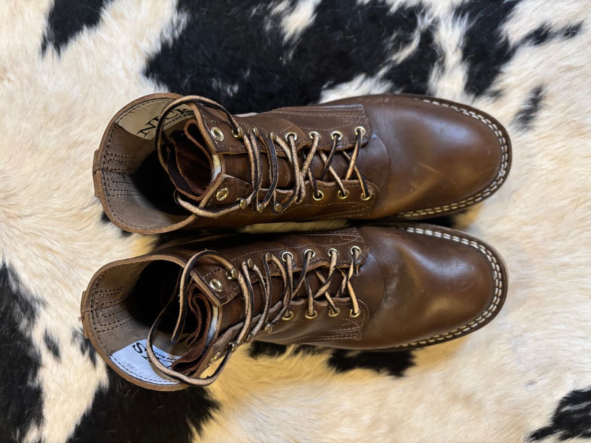 Photo by ohherewego on April 3, 2025 of the Nicks Free Range in Horween British Tan Chromexcel.