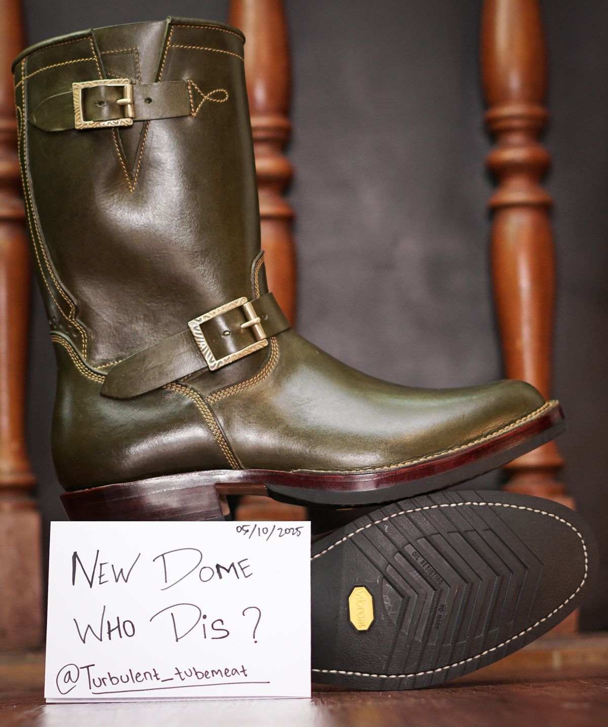 Photo by ohherewego on October 4, 2025 of the Fortis Boots Tapak 2.0 Engineer Boots in Indonesian Olive Pullup.