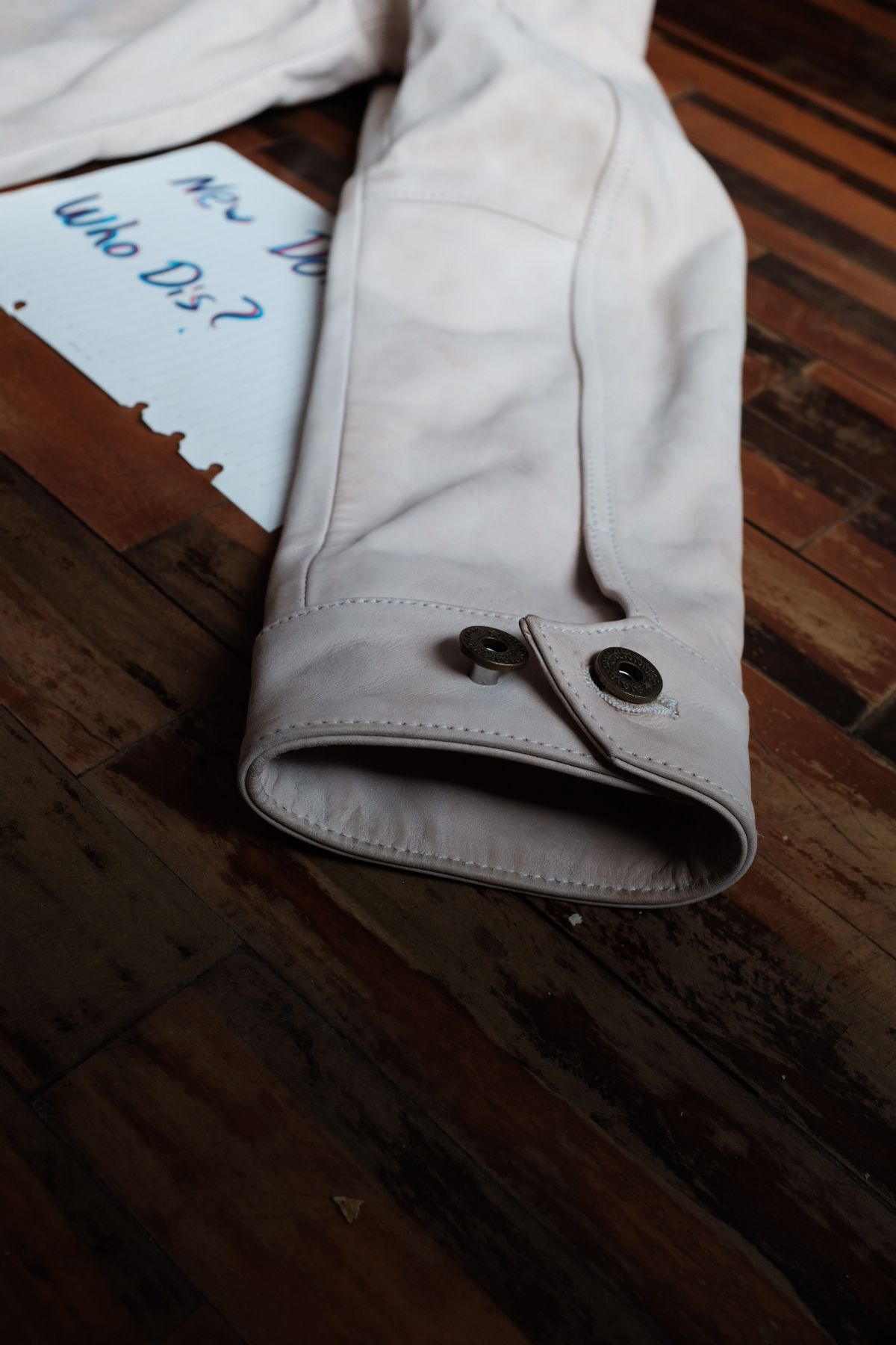 Photo by denimwatchesboots on October 1, 2025 of the Master Supply Co Field Jacket in Veg-Tanned Natural Cowhide.