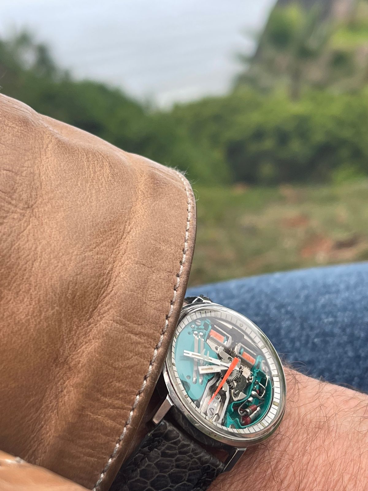 Photo by denimwatchesboots on November 30, 2025 of the Master Supply Co Field Jacket in Veg-Tanned Natural Cowhide.