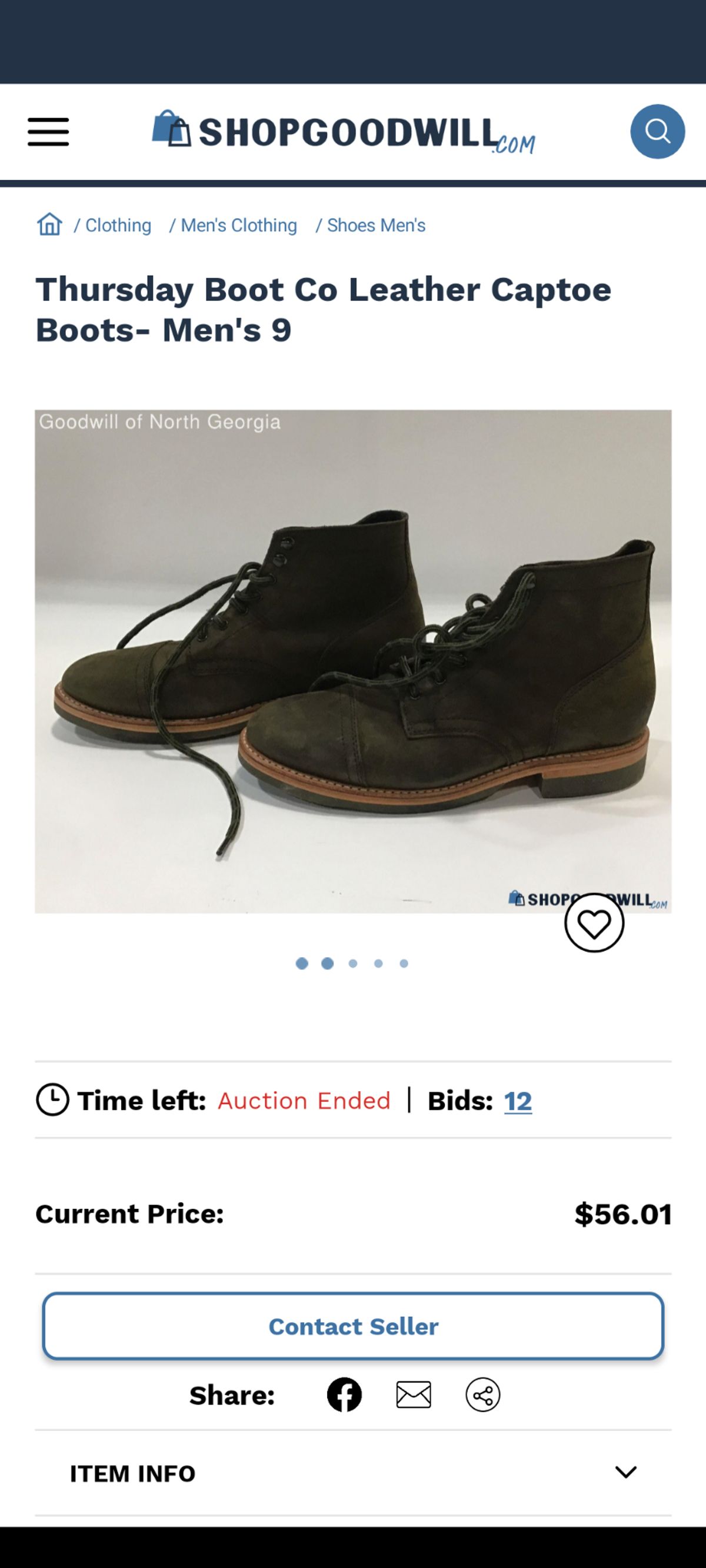 Photo by denimwatchesboots on January 5, 2024 of the Thursday Captain in Dark Olive WeatherSafe Suede.