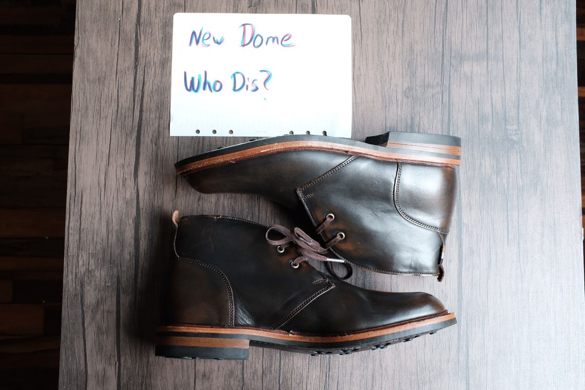 Photo by denimwatchesboots on October 1, 2025 of the Allen Edmonds Chandler- Chukka in Antique hickory.