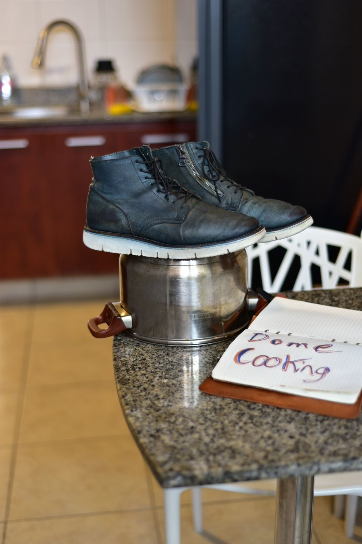 Photo by denimwatchesboots on November 1, 2025 of the Viberg Side Zip in Indigo Dipped Kangaroo.