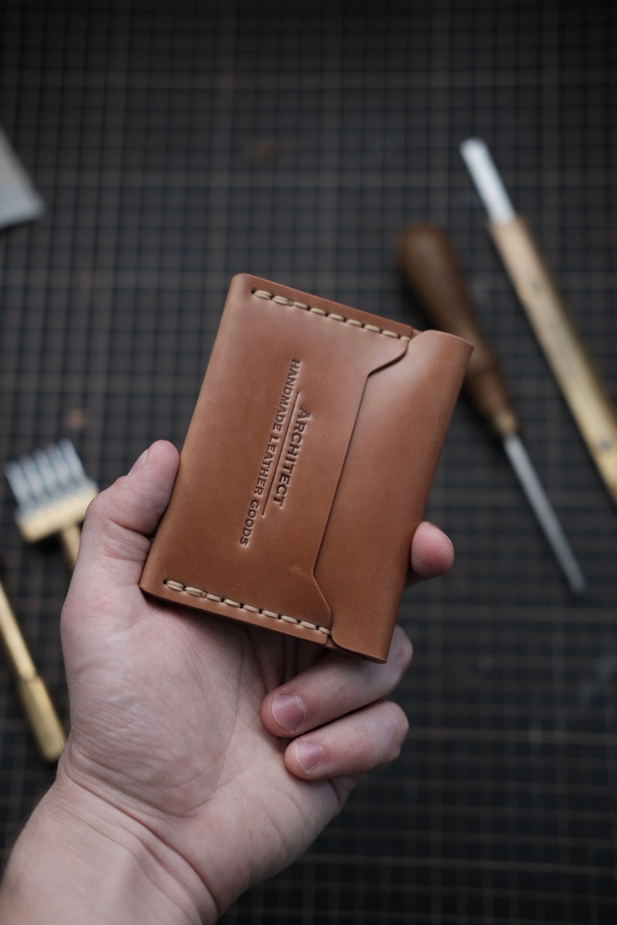 Photo by architectleather on September 13, 2022 of the Architectleather Coffee Wallet in Rocado Natural Shell Cordovan.