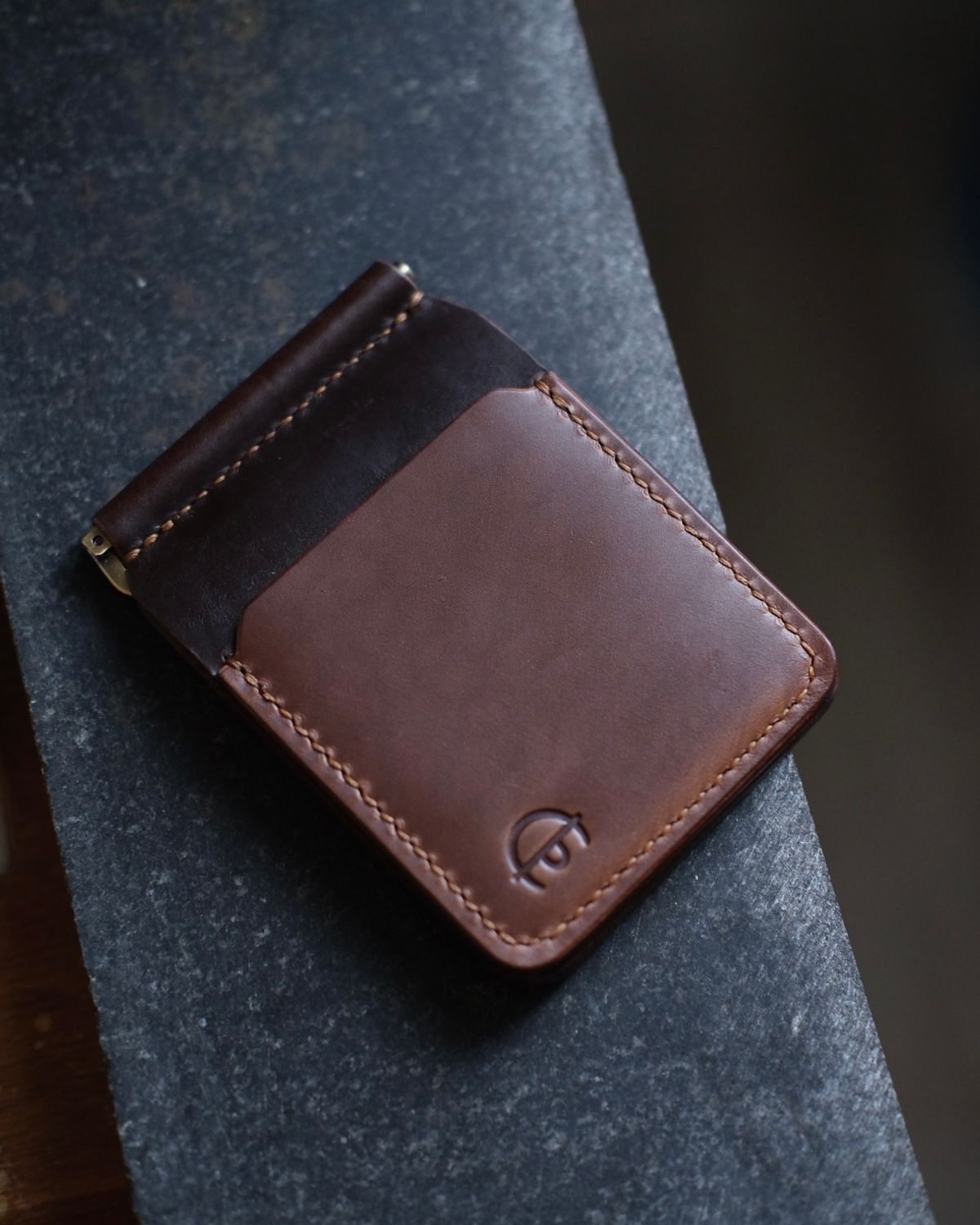 Photo by architectleather on October 15, 2024 of the Architectleather Money Clip in Horween Natural Chromexcel & Horween Brown Chromexcel.