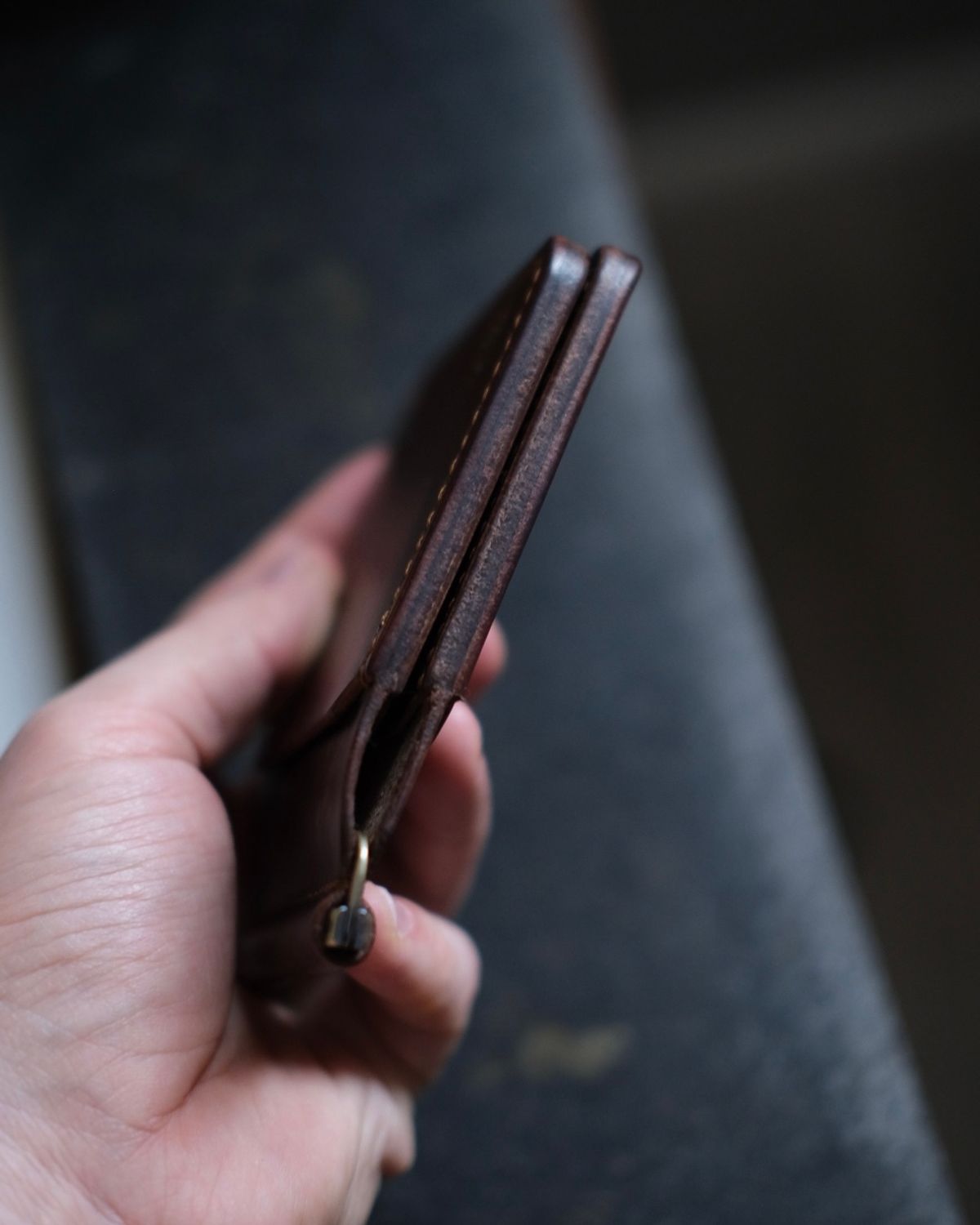 Photo by architectleather on October 15, 2024 of the Architectleather Money Clip in Horween Natural Chromexcel & Horween Brown Chromexcel.