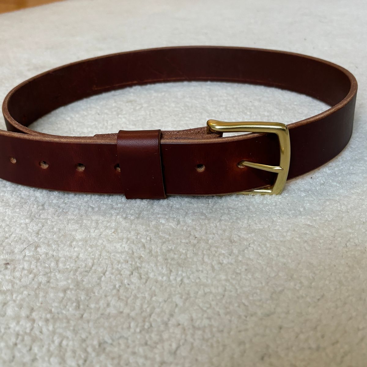 Photo by jeff on November 18, 2024 of the Nicks Heavy Duty Leather Work Belt in Wickett & Craig Tan Oiled Latigo.