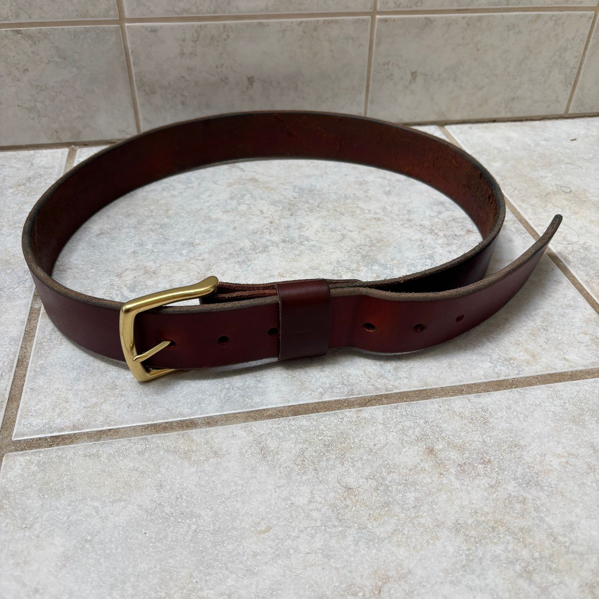 Photo by jeff on July 2, 2025 of the Nicks Heavy Duty Leather Work Belt in Wickett & Craig Tan Oiled Latigo.