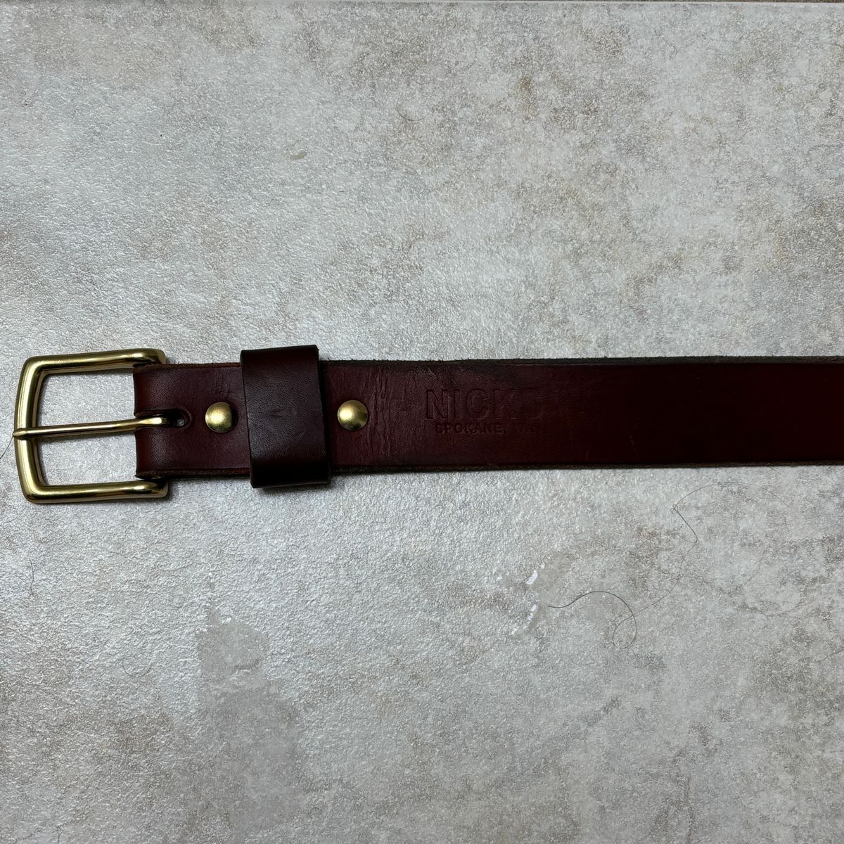 Photo by jeff on July 2, 2025 of the Nicks Heavy Duty Leather Work Belt in Wickett & Craig Tan Oiled Latigo.