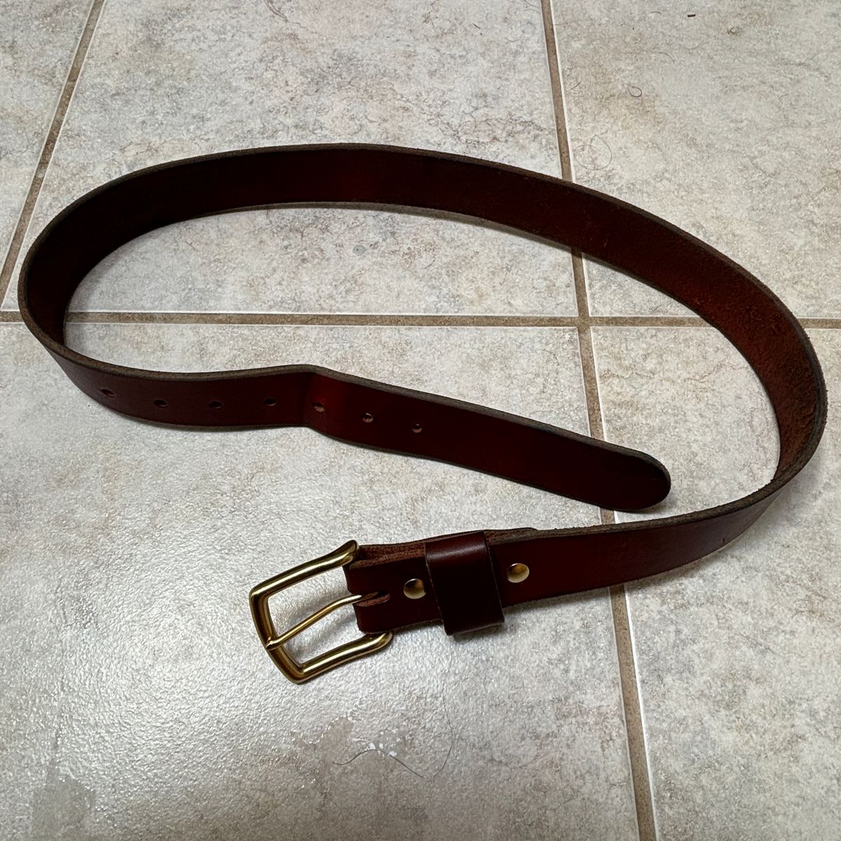 Photo by jeff on July 2, 2025 of the Nicks Heavy Duty Leather Work Belt in Wickett & Craig Tan Oiled Latigo.