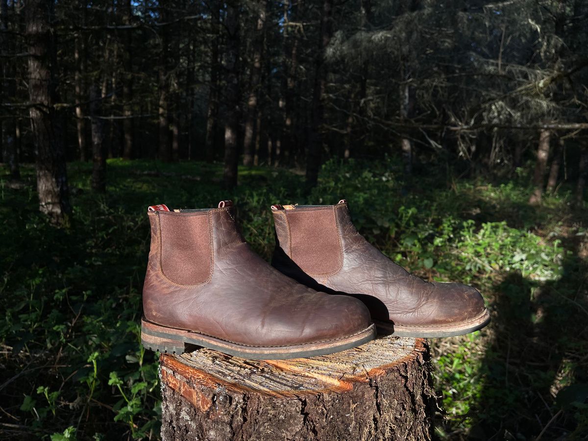 Photo by questrel on April 5, 2026 of the Drew's Boots Chelsea in Bison.