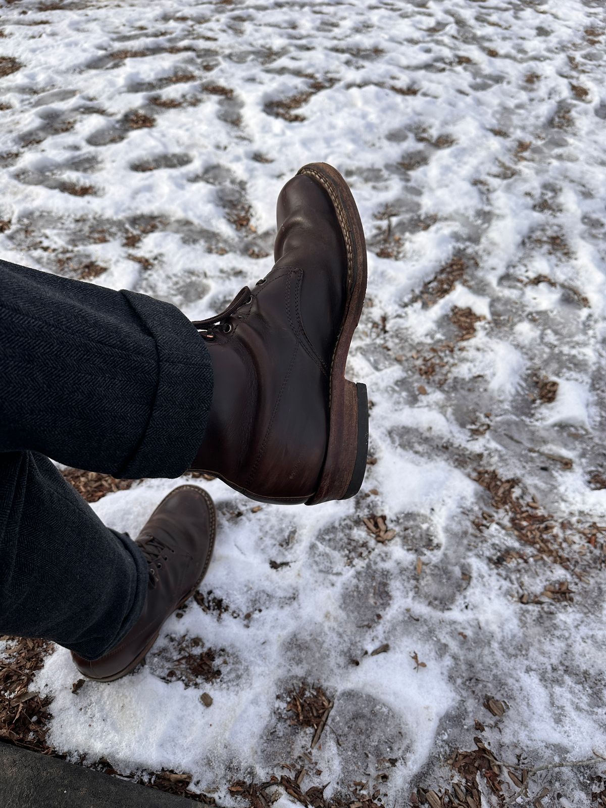 Photo by svenbass on January 24, 2026 of the White's Semi-Dress in Horween Brown Chromexcel Horsehide.