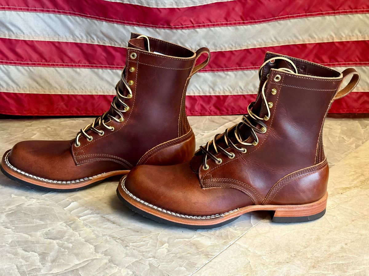Photo by billdozer on June 13, 2025 of the Nicks Lace Up Heritage in Wickett & Craig Buck Brown Double Stuffed.
