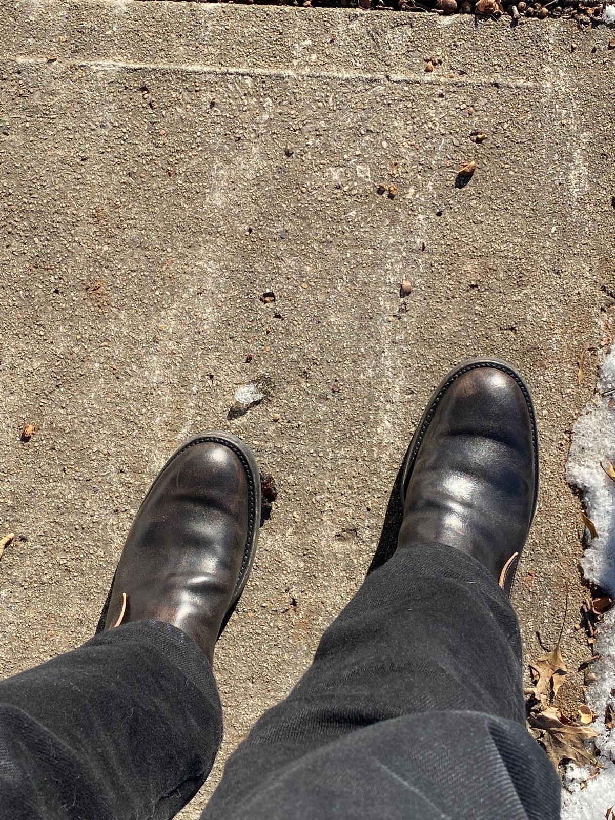 Photo by rwarren99 on January 13, 2025 of the Rolling Dub Trio Griffin Jodhpur in Hand Dyed Black Italian Horsebutt.