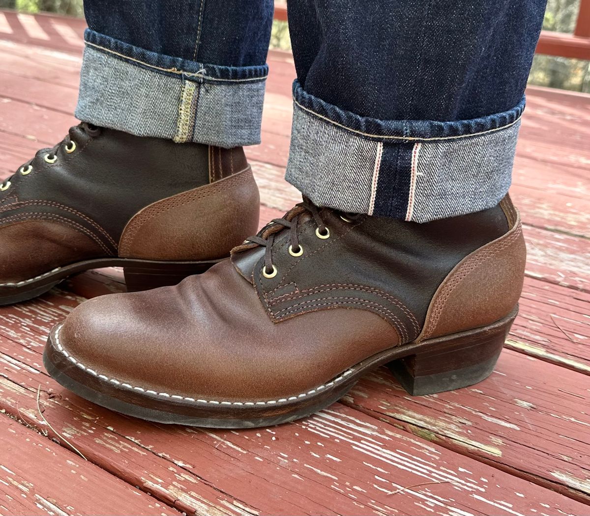 Photo by nikljam on April 29, 2026 of the Frank's Boots Wilshire in Horween Natural Waxed Flesh & Horween Brown Waxed Flesh.