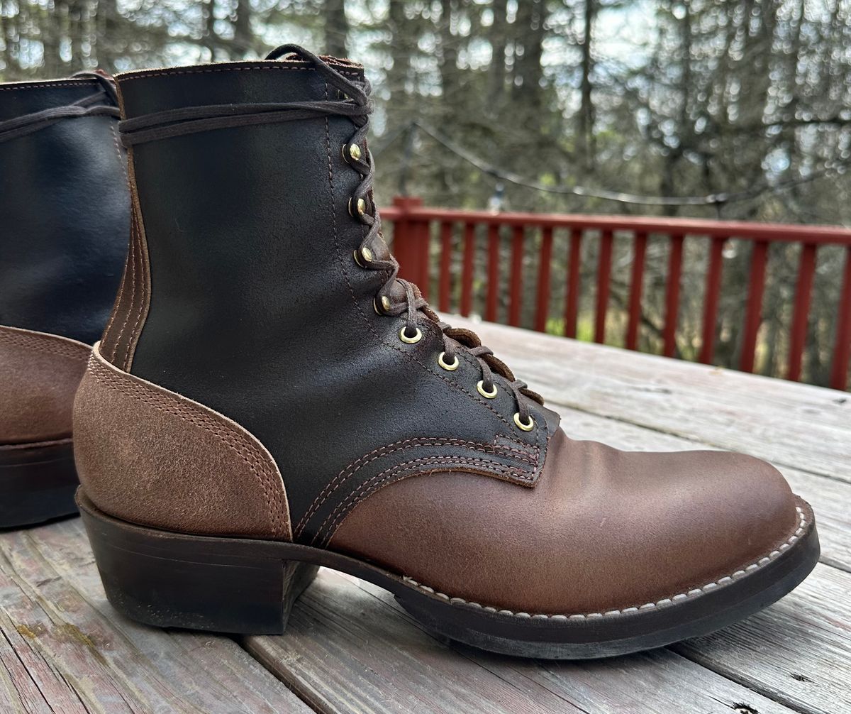 Photo by nikljam on April 30, 2026 of the Frank's Boots Wilshire in Horween Natural Waxed Flesh & Horween Brown Waxed Flesh.