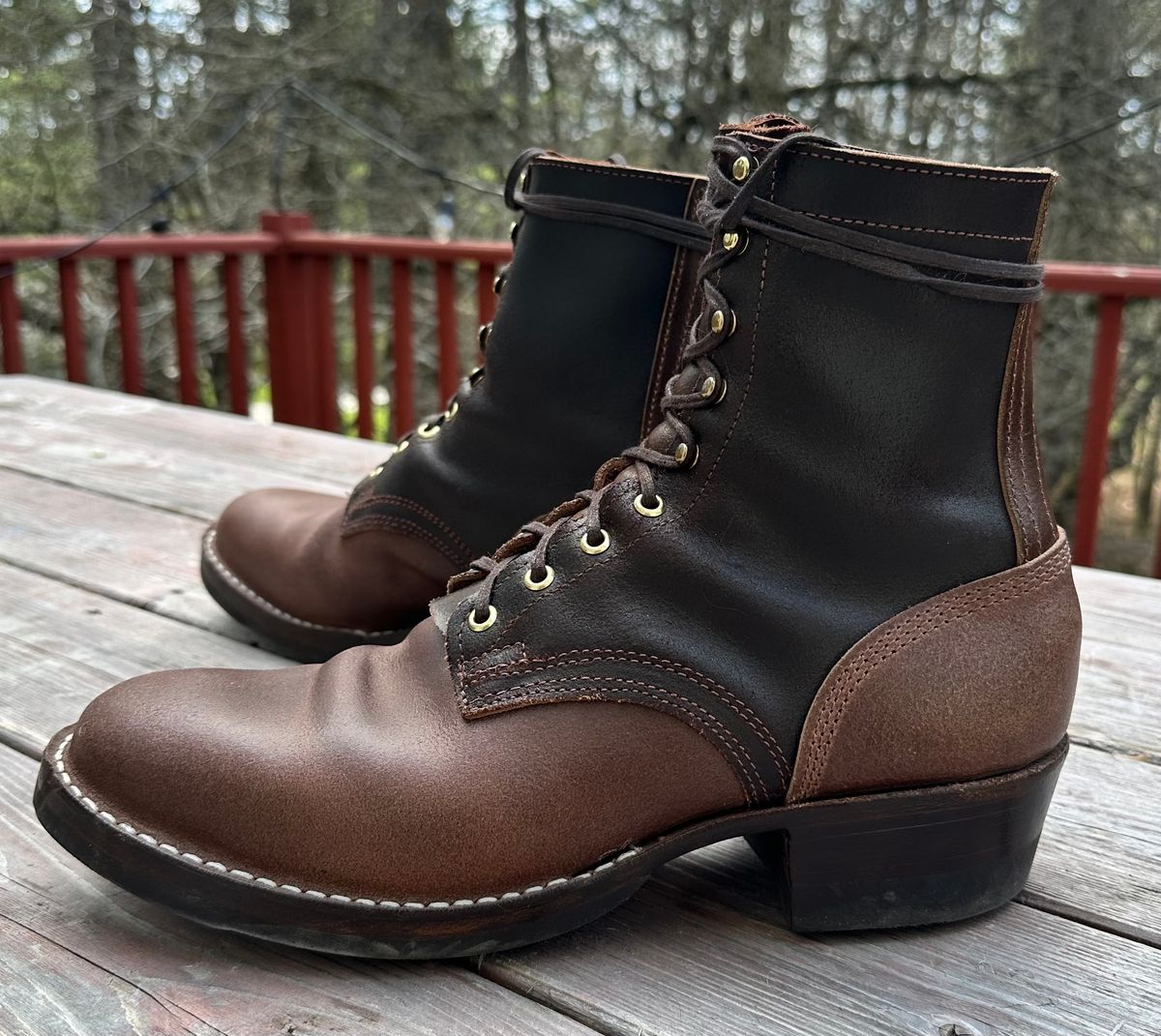 Photo by nikljam on April 30, 2026 of the Frank's Boots Wilshire in Horween Natural Waxed Flesh & Horween Brown Waxed Flesh.