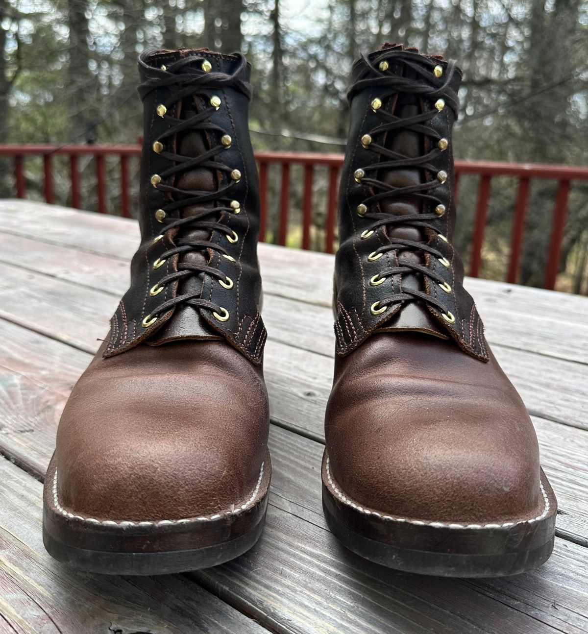 Photo by nikljam on April 30, 2026 of the Frank's Boots Wilshire in Horween Natural Waxed Flesh & Horween Brown Waxed Flesh.