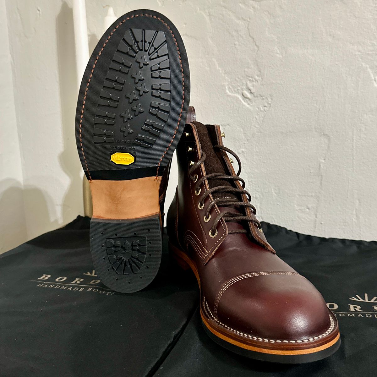 Photo by JB on July 22, 2025 of the Bordon Tukano Boots in Wickett & Craig Chestnut Oiled Latigo.