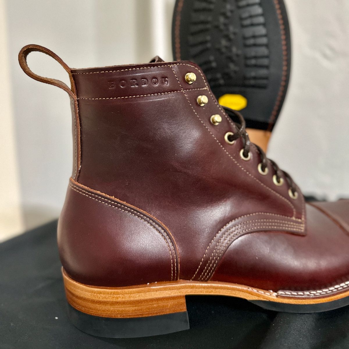 Photo by JB on July 22, 2025 of the Bordon Tukano Boots in Wickett & Craig Chestnut Oiled Latigo.