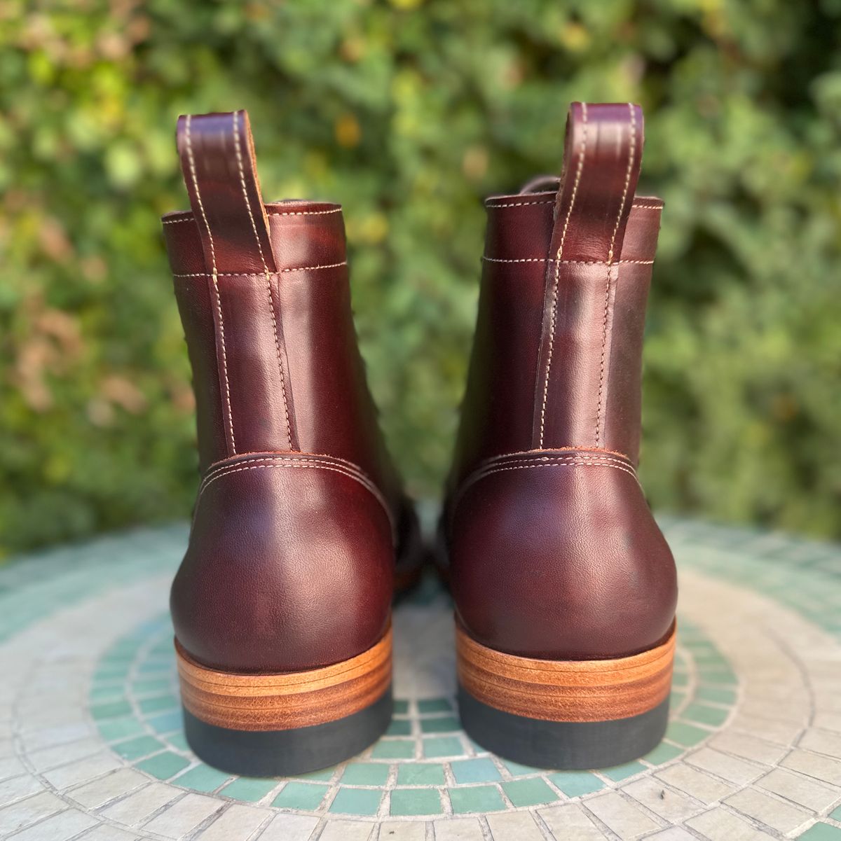 Photo by JB on October 1, 2025 of the Bordon Tukano Boots in Wickett & Craig Chestnut Oiled Latigo.