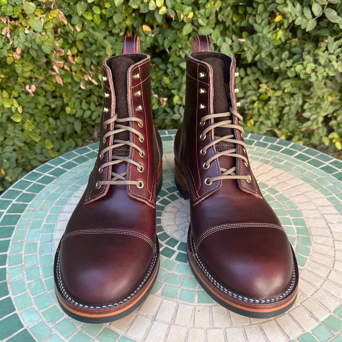 Photo by JB on October 1, 2025 of the Bordon Tukano Boots in Wickett & Craig Chestnut Oiled Latigo.