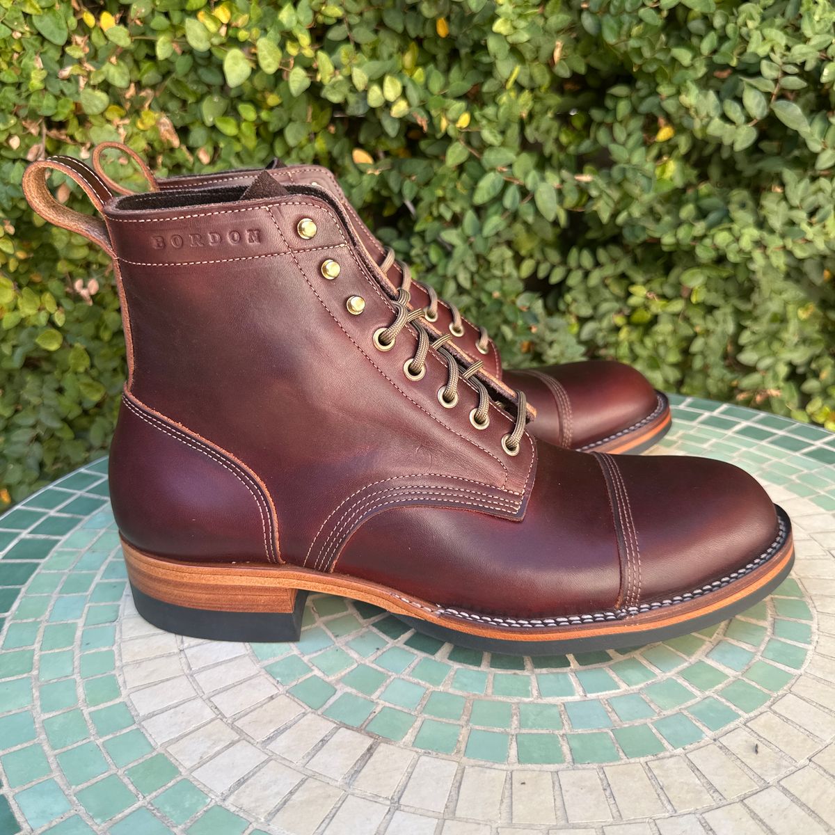 Photo by JB on October 1, 2025 of the Bordon Tukano Boots in Wickett & Craig Chestnut Oiled Latigo.