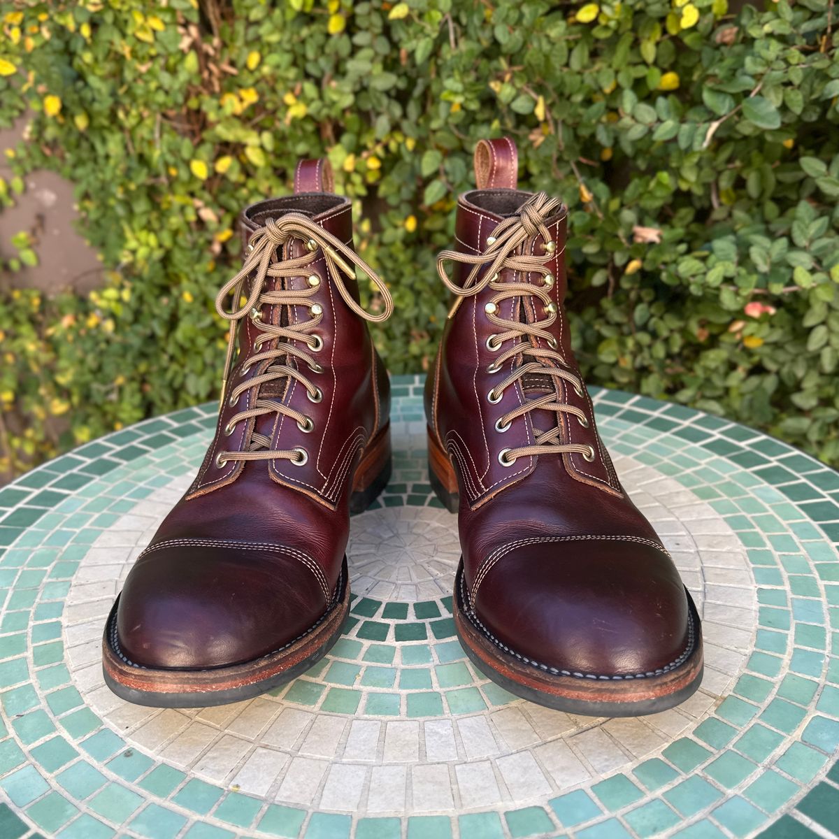 Photo by JB on December 5, 2025 of the Bordon Tukano Boots in Wickett & Craig Chestnut Oiled Latigo.