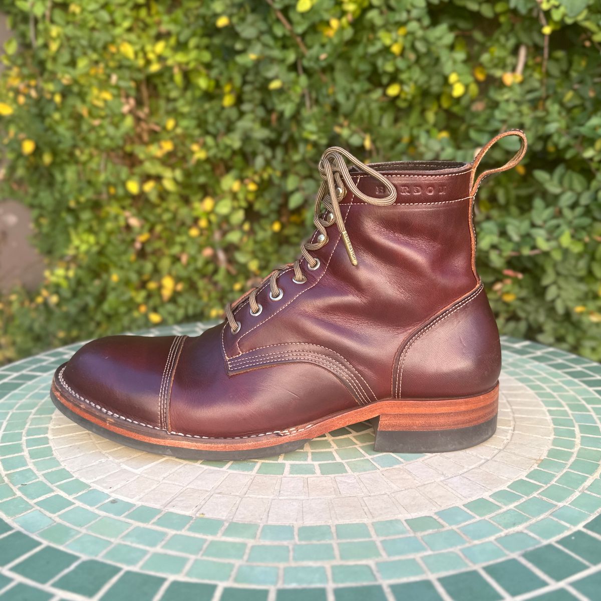 Photo by JB on December 5, 2025 of the Bordon Tukano Boots in Wickett & Craig Chestnut Oiled Latigo.