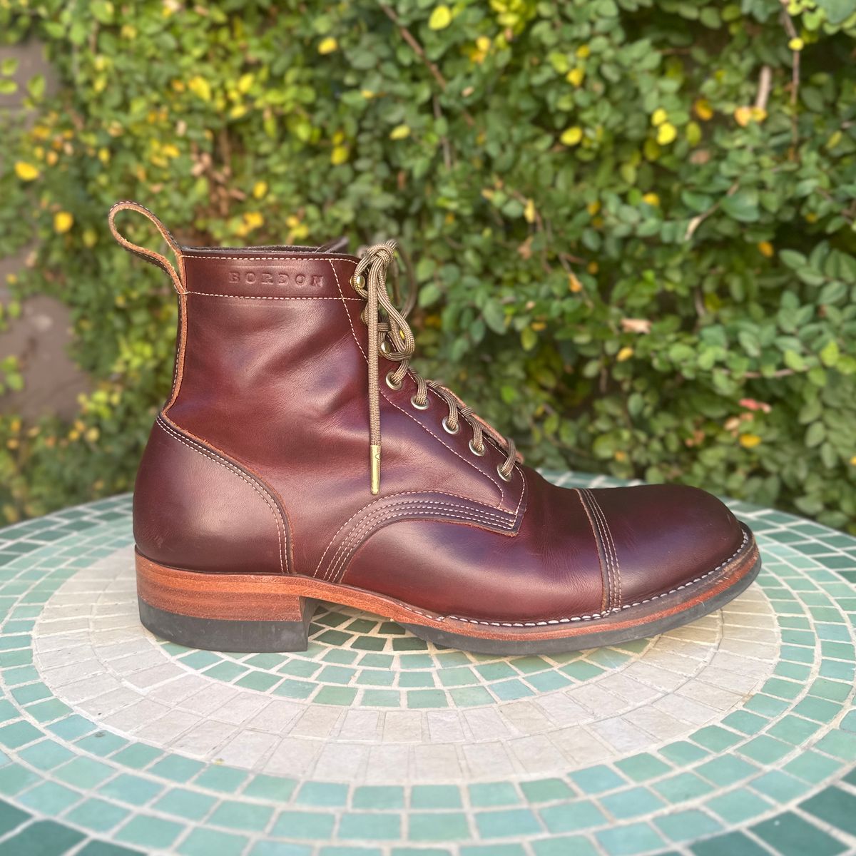 Photo by JB on December 5, 2025 of the Bordon Tukano Boots in Wickett & Craig Chestnut Oiled Latigo.