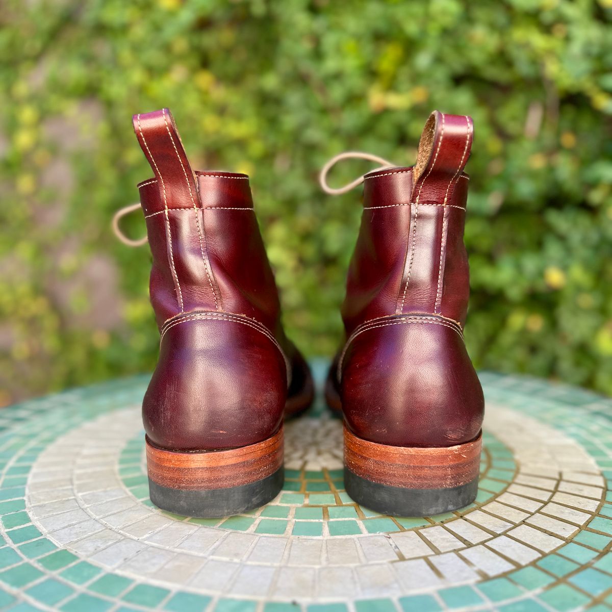 Photo by JB on December 28, 2025 of the Bordon Tukano Boots in Wickett & Craig Chestnut Oiled Latigo.