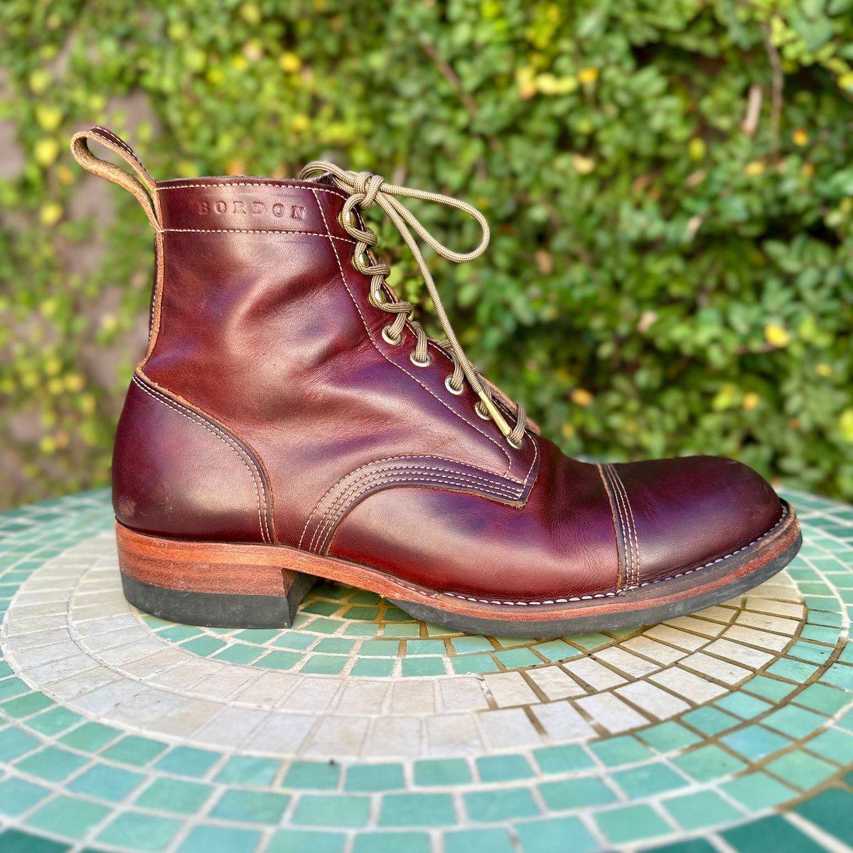 Photo by JB on December 28, 2025 of the Bordon Tukano Boots in Wickett & Craig Chestnut Oiled Latigo.