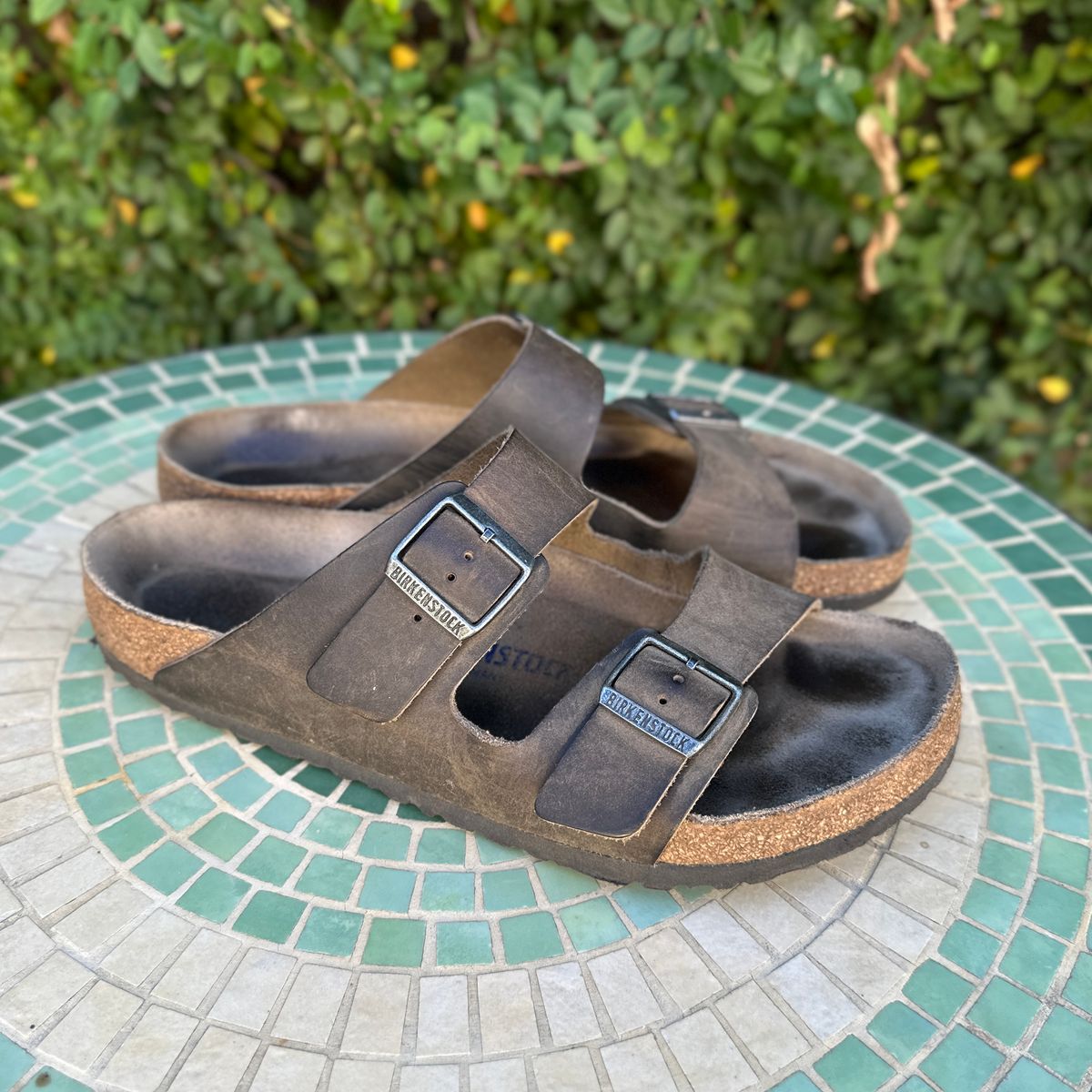 Photo by JB on November 2, 2025 of the Birkenstock Arizona in Faded Khaki Oiled Leather.
