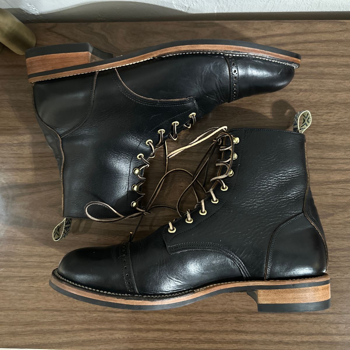 Photo by JB on August 11, 2025 of the Unmarked DB Hunter Cap Toe in Horween Black Chromexcel.