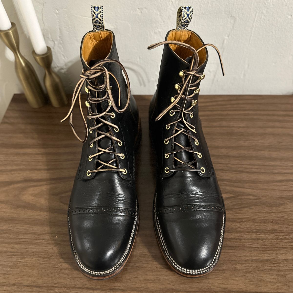 Photo by JB on August 11, 2025 of the Unmarked DB Hunter Cap Toe in Horween Black Chromexcel.
