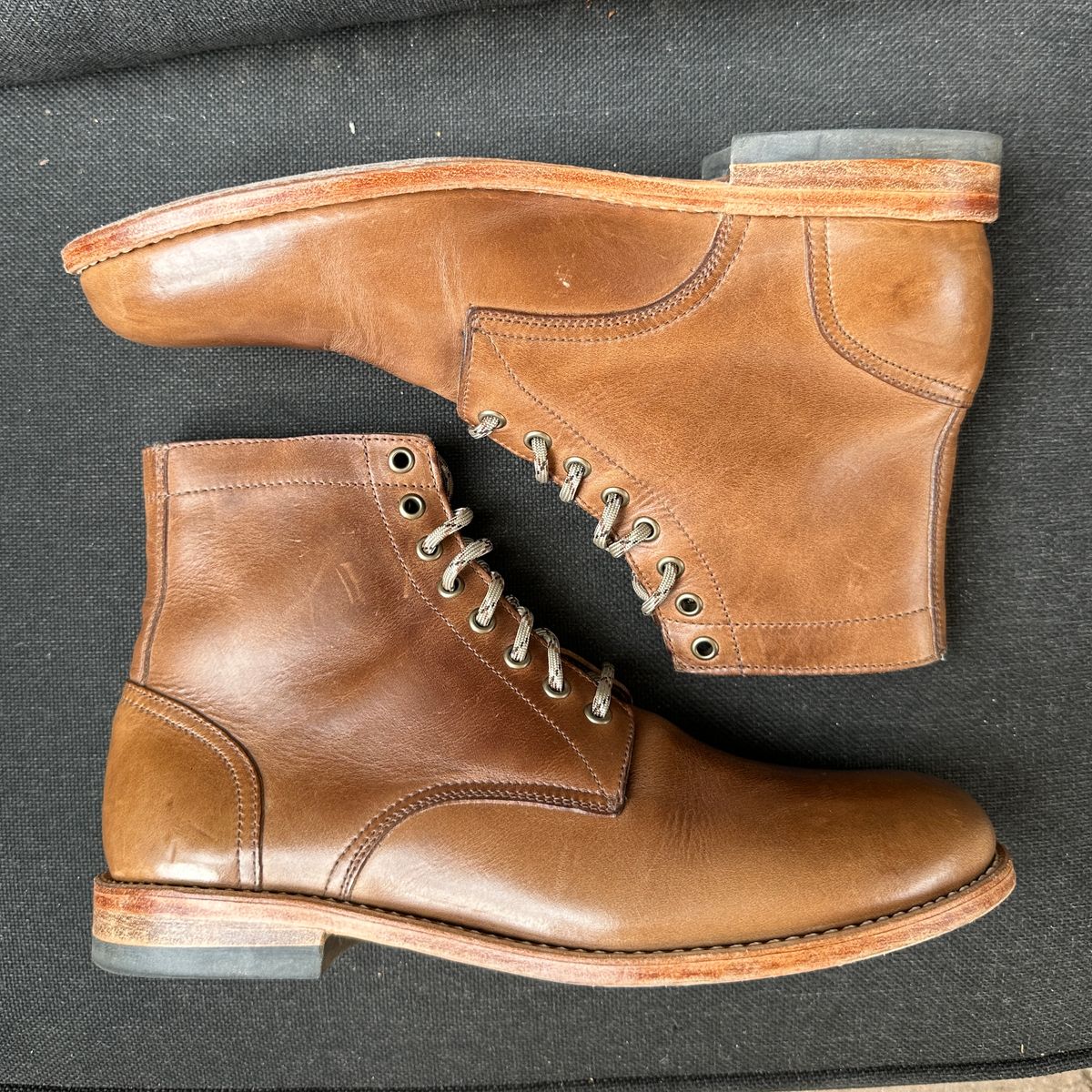 Photo by JB on May 28, 2025 of the Oak Street Bootmakers Trench Boot in Horween Natural Chromexcel.