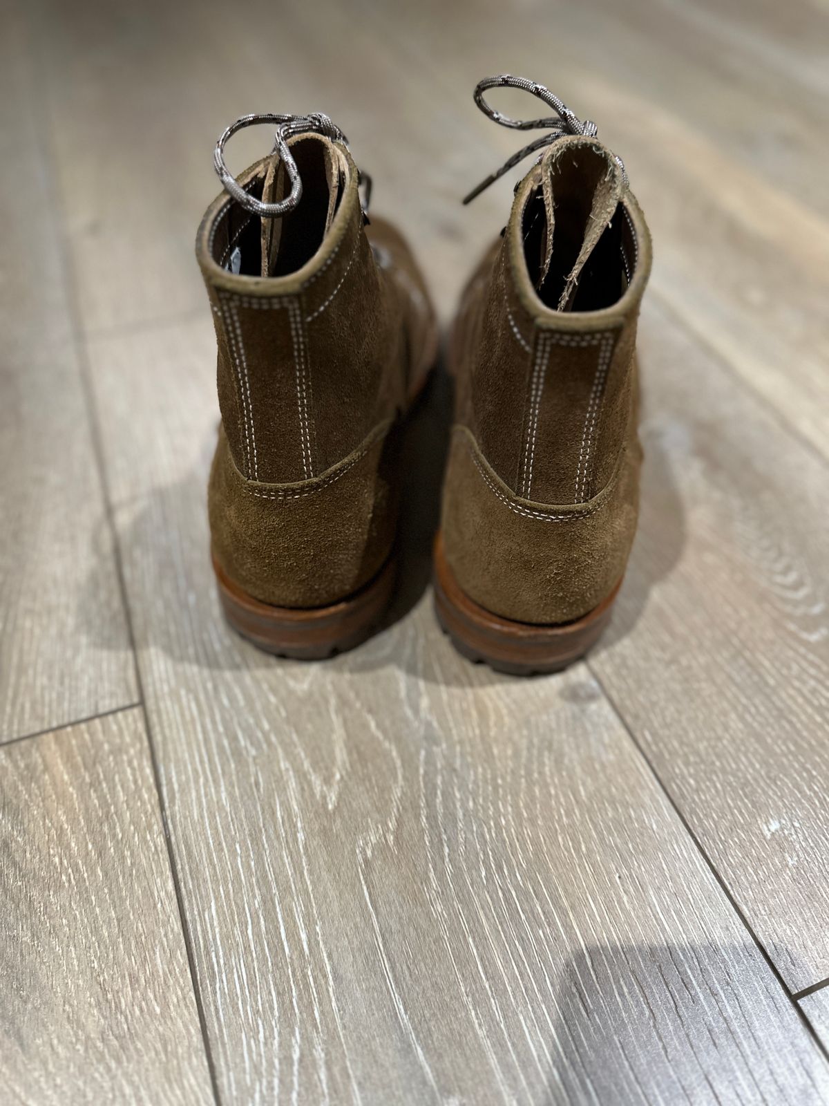 Photo by JB on June 6, 2024 of the Truman Cap Toe Boot in Dark Coyote Roughout.