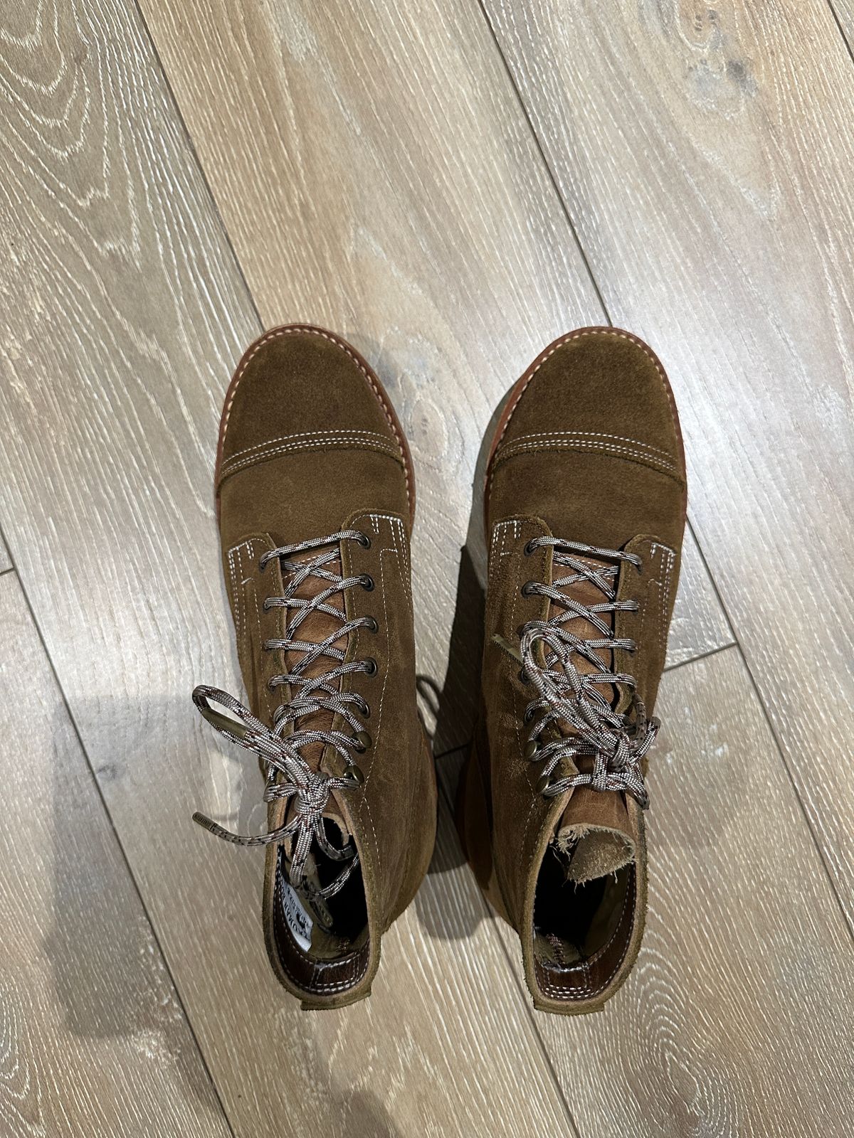 Photo by JB on June 6, 2024 of the Truman Cap Toe Boot in Dark Coyote Roughout.