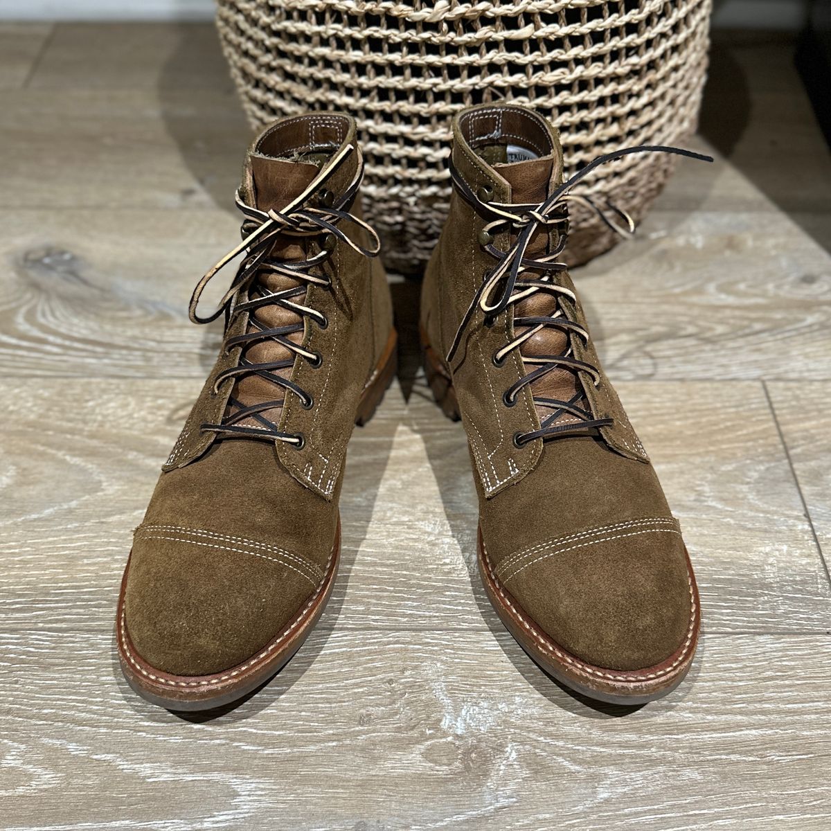 Photo by JB on March 14, 2025 of the Truman Cap Toe Boot in Dark Coyote Roughout.