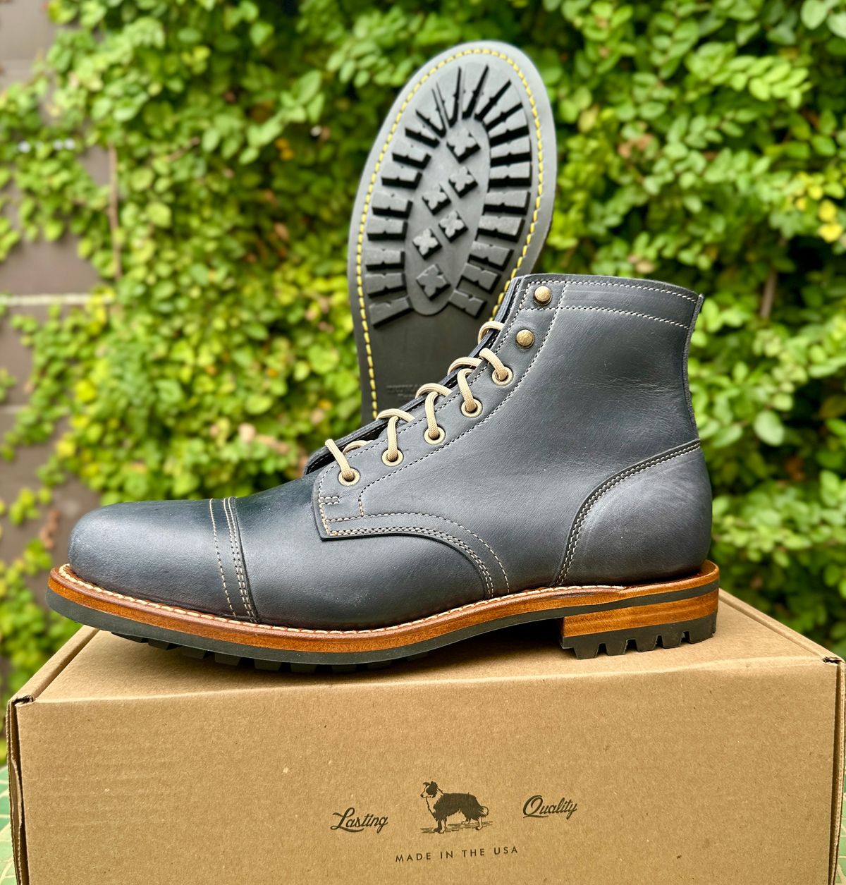 Photo by JB on July 22, 2025 of the Truman Cap Toe Boot in Seidel Ink Cheaha.