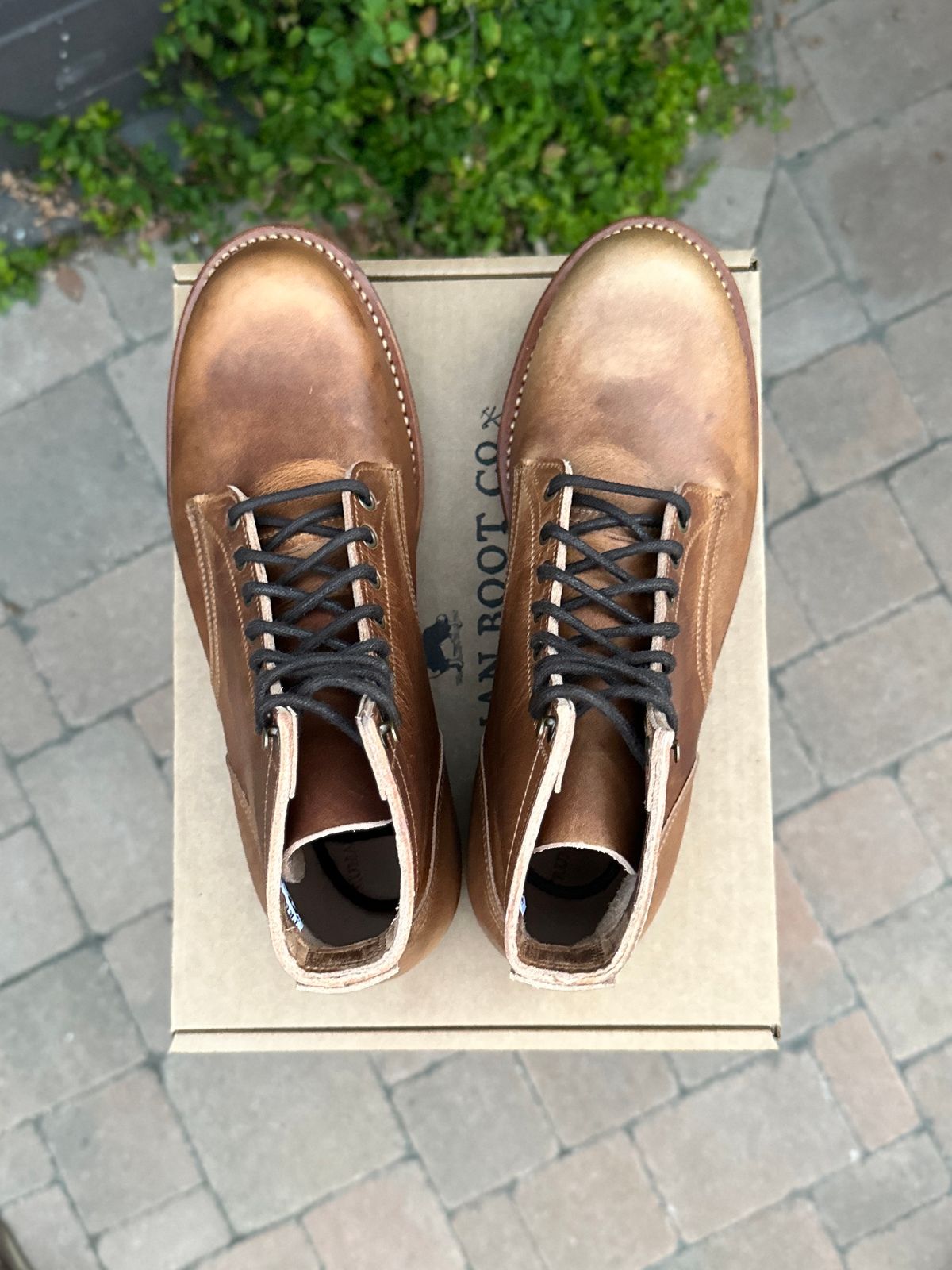 Photo by JB on July 1, 2024 of the Truman Plain Toe Boot in Horween Natural Cypress.