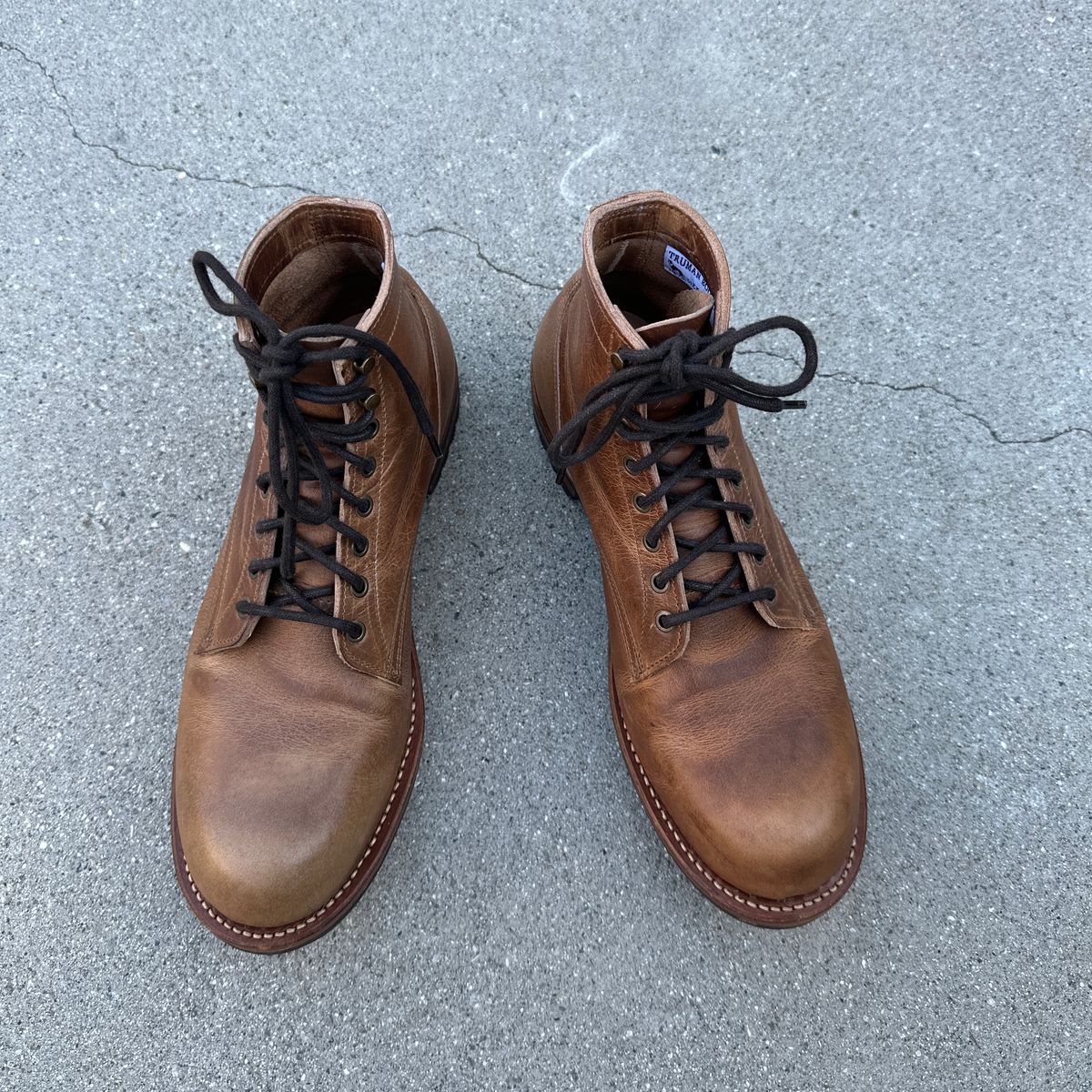 Photo by JB on August 28, 2024 of the Truman Plain Toe Boot in Horween Natural Cypress.