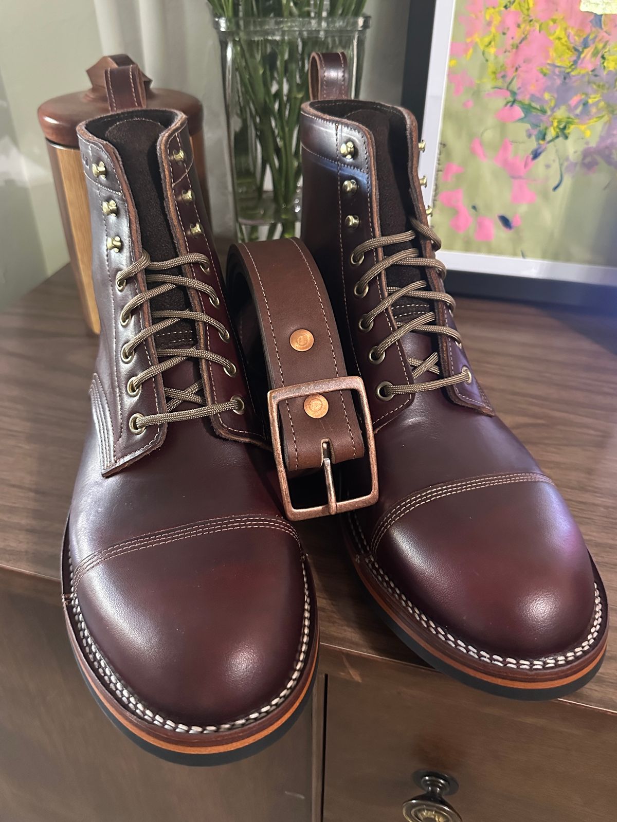 Photo by JB on October 1, 2025 of the North Star Leather 1.5 Inch Belt in S.B. Foot Amber Harness.