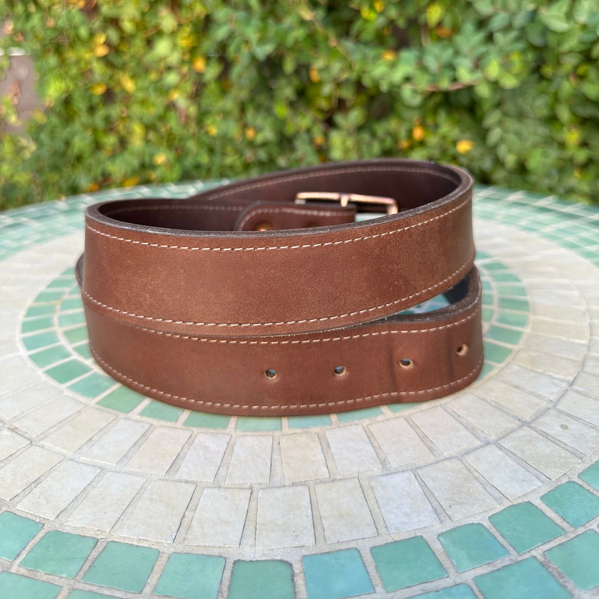 Photo by JB on November 2, 2025 of the North Star Leather 1.5 Inch Belt in S.B. Foot Amber Harness.