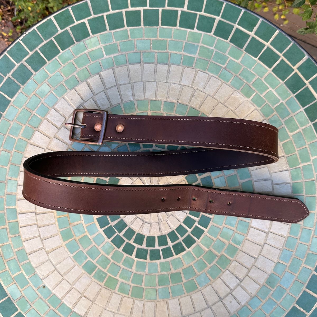 Photo by JB on November 2, 2025 of the North Star Leather 1.5 Inch Belt in S.B. Foot Amber Harness.