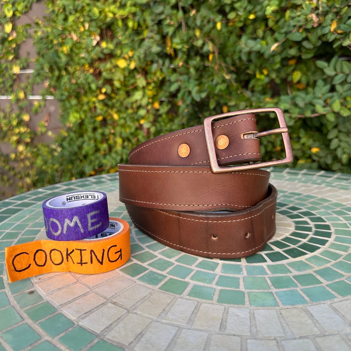 Photo by JB on November 2, 2025 of the North Star Leather 1.5 Inch Belt in S.B. Foot Amber Harness.