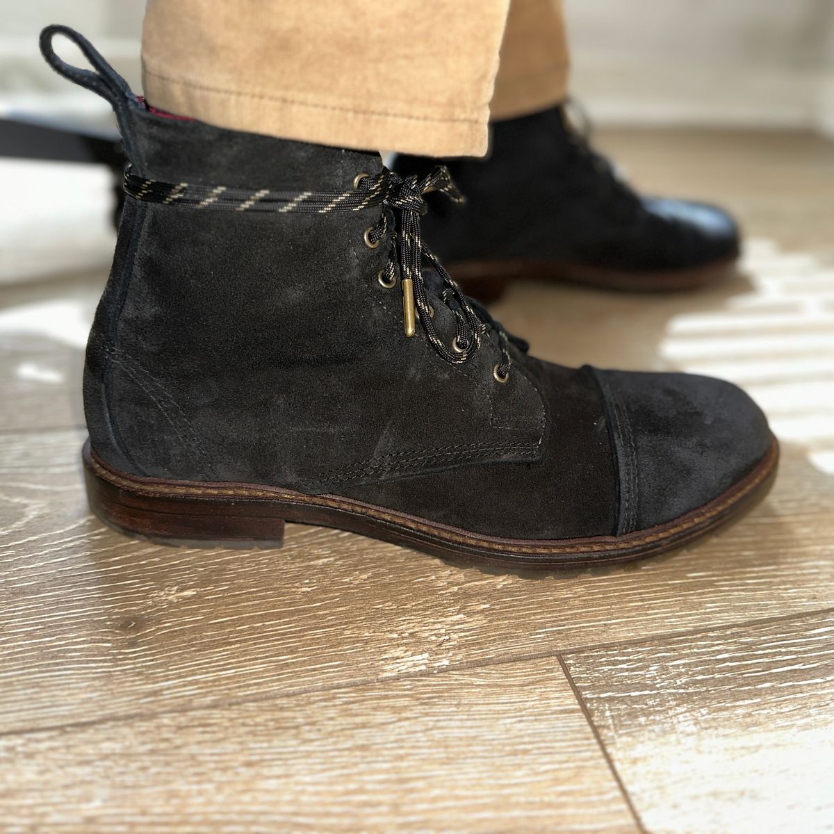 Photo by JB on March 19, 2025 of the Allen Edmonds Caen in C.F. Stead Black Kudu Reverse.