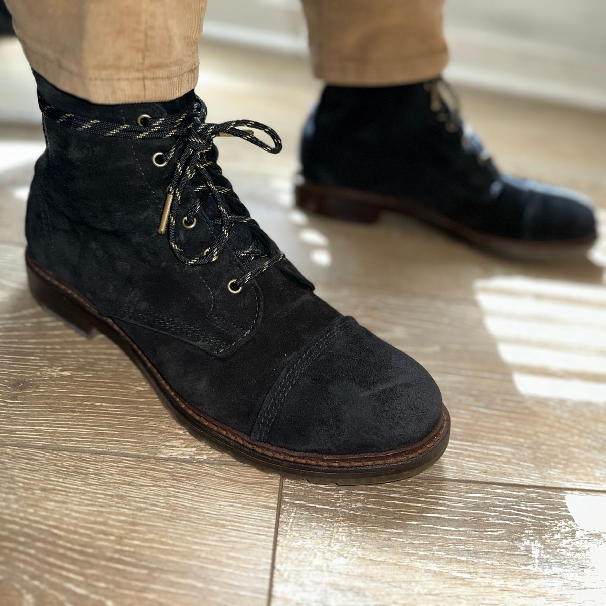 Photo by JB on March 19, 2025 of the Allen Edmonds Caen in C.F. Stead Black Kudu Reverse.