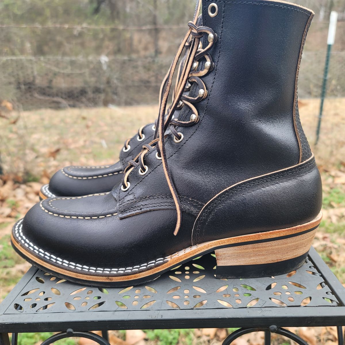 Photo by coffee_radar222 on February 6, 2025 of the Nicks MTO in Horween Black Waxed Flesh.